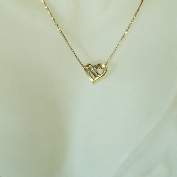 Jewelry - 10K Yellow Gold  w/ 5 Round Diamonds Channel Set  Slider ~ Vintage